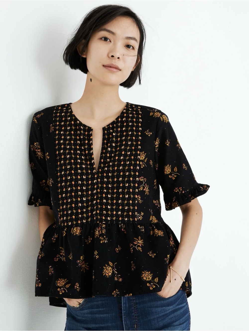 Madewell Corduroy Acorn Foulard Top